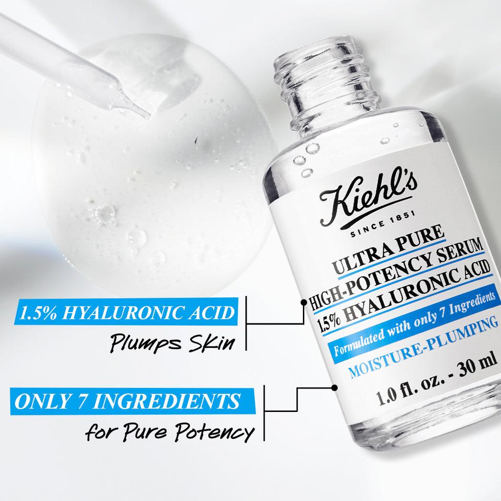 Kiehl's Hyaluronic Acid Serum for Face - High Potency Pure Serum - Hydrating Serum Moisturizer for Face - 30ml