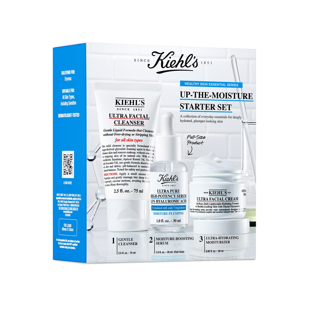 Kiehl's Hyaluronic Acid Serum Skincare Set - Cleanser, Serum for Face, Moisturizer - Hydrating Serum Moisturizer for Face - Value Set