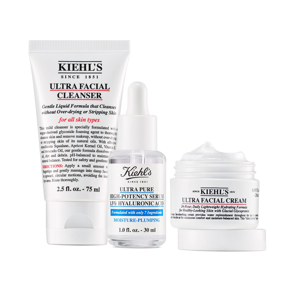 Kiehl's Hyaluronic Acid Serum Skincare Set - Cleanser, Serum for Face, Moisturizer - Hydrating Serum Moisturizer for Face - Value Set