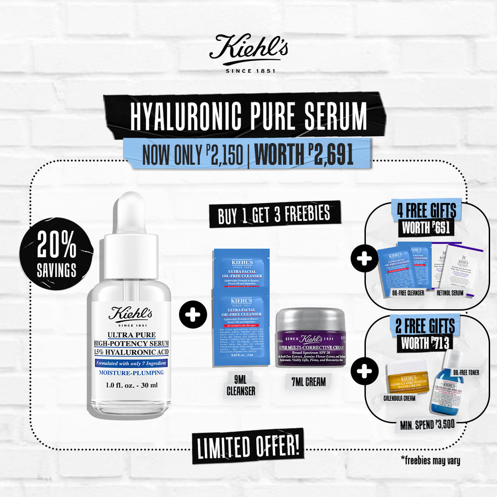 Kiehl's Hyaluronic Acid Serum for Face - High Potency Pure Serum - Hydrating Serum Moisturizer for Face - 30ml